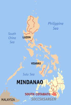 Situación de la provincia de Cotabato del Sur en el mapa provincial de Filipinas
