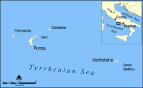 Mapa de las islas Pontinas