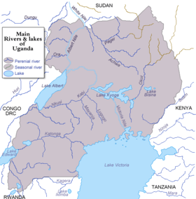 Localización del río Semliki (mapa de Uganda)