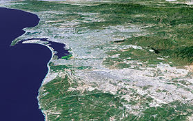Vista aérea de la bahía de San Diego(se  puede ver el área metropolitana de San Diego-Tijuana)