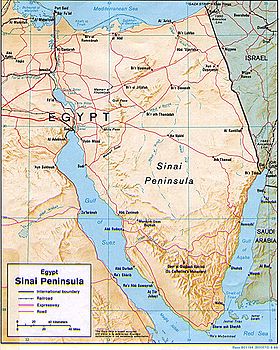 Mapa de la región del golfo de Aqaba.