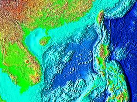 Mapa batimétrico del mar de la China Meridional