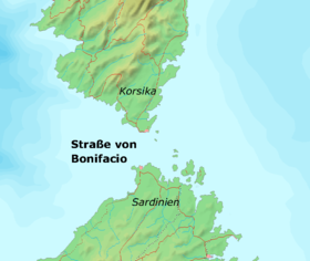 Localización de las islas (Región del estrecho de Bonifacio: las islas más grandes situadas al sur son el archipiélago de la Magdalena)