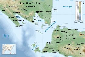 Mapa físico de la región del estrecho de la Sonda
