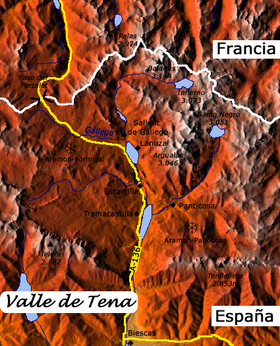 Mapa del valle de Tena