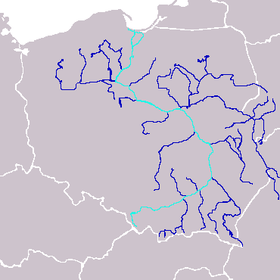 Localización del río Krzna en un mapa de la cuenca del Vístula