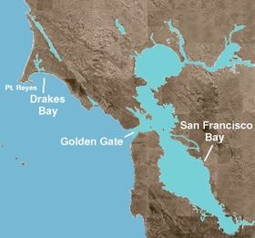 Situación del estrecho Golden Gate, a la entrada de la bahía de San Francisco