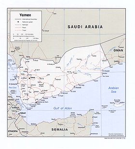 Mapa de la región del golfo de Adén.