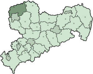 Lage des Landkreises Delitzsch in Sachsen