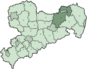 Lage des Landkreises Kamenz in Sachsen
