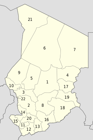 Chad regions map-numbered 2008-02.svg