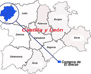 Localización de El Bierzo en Castilla y León