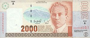 Billete de 2.000 colones con la imagen de Clodomiro Picado