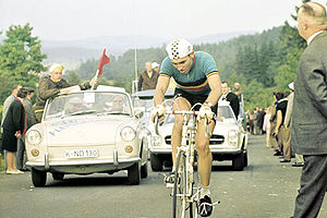 Eddy Merkx en los Campeonatos del Mundode Nurburgring, Alemania, donde quedó 12º.