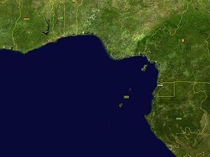 Fotografía de satélite del golfo de Guinea