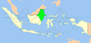 Mapa de Indonesia mostrando la situación de la provincia de Kalimantan Oriental