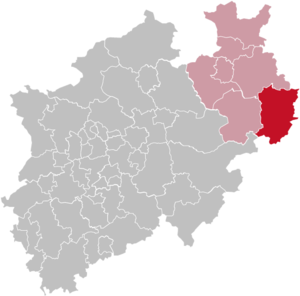 Lage des Kreises Höxter in Nordrhein-Westfalen