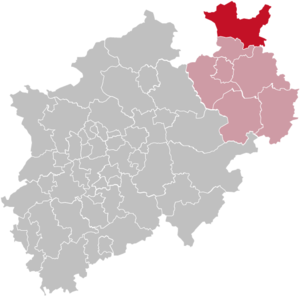 Lage des Kreises Minden-Lübbecke in Nordrhein-Westfalen