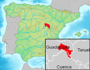 Situación del Parque Natural del Alto Tajo dentro de España