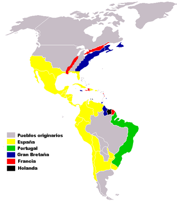 Ocupación efectiva aproximada de tierras en América entre los siglos XVI-XVIII.