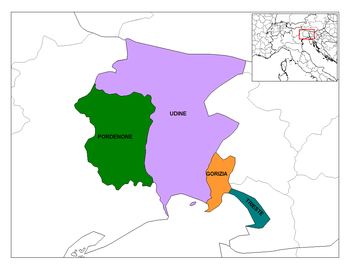 Provincias de Friuli-Venecia Julia.
