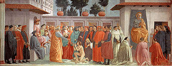 La resurrección del hijo de Teófilo y San Pedro en la cátedra, Masaccio (restaurada)