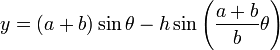 y = (a + b)\sin\theta - h\sin\left({a + b \over b}\theta\right)