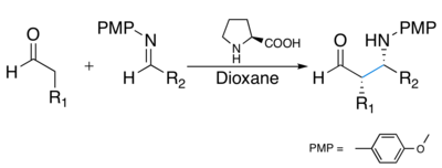 Reacción de Mannich asimétrica catalizada por L-prolina