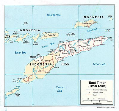 Mapa de Timor Oriental con sus ciudades