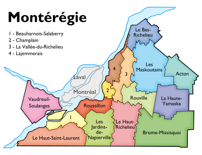 Mapa de MRC de Montérégie