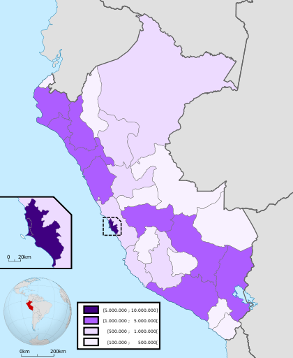 Peru - Population by region or department (2007).svg
