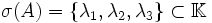 \sigma(A)=\{\lambda_1, \lambda_2, \lambda_3 \} \subset \mathbb K