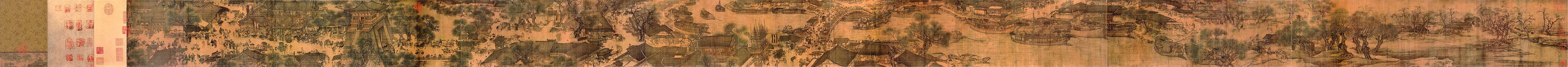 Vista panorámica de El festival Qingming junto al río, pintura de Zhang Zeduan, siglo XII.
