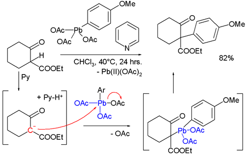 C-alquilación del triacetato de p-metoxifenilplomo