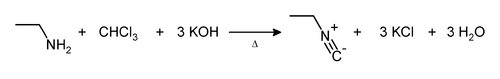 Reacción carbilamina con la etilamina