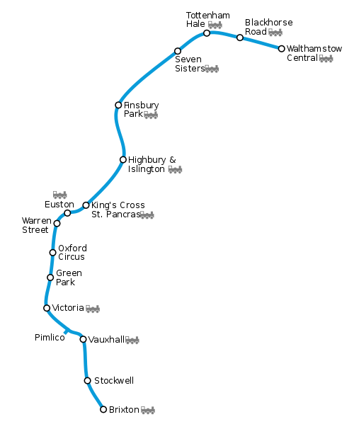 Mapa geográfico de la línea Victoria