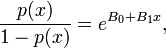 \frac{p(x)}{1-p(x)} = e^{B_0+B_1x},