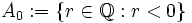 A_0 := \{ r \in \mathbb{Q}: r<0 \}