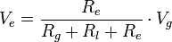  V_e =  \frac{R_e}{R_g+R_l+R_e} \cdot V_g