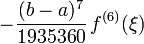 -\frac{(b-a)^7}{1935360}\,f^{(6)}(\xi)