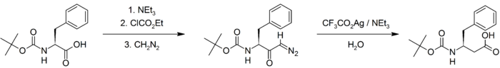 Homologation of N-boc-phenylalanine