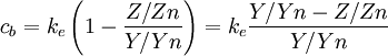 c_b=k_e\left(1-\frac{Z/Zn}{Y/Yn}\right)=k_e\frac{Y/Yn-Z/Zn}{Y/Yn}