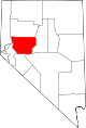 Mapa de Nevada con la ubicación del condado de Churchill