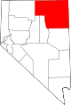 Mapa de Nevada con la ubicación del condado de Elko