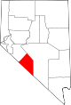 Mapa de Nevada con la ubicación del condado de Esmeralda
