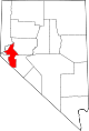 Mapa de Nevada con la ubicación del condado de Lyon