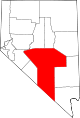 Mapa de Nevada con la ubicación del condado de Nye