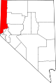 Mapa de Nevada con la ubicación del condado de Washoe