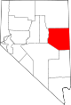 Mapa de Nevada con la ubicación del condado de White Pine