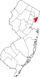 Mapa de Nueva Jersey con la ubicación del condado de Hudson